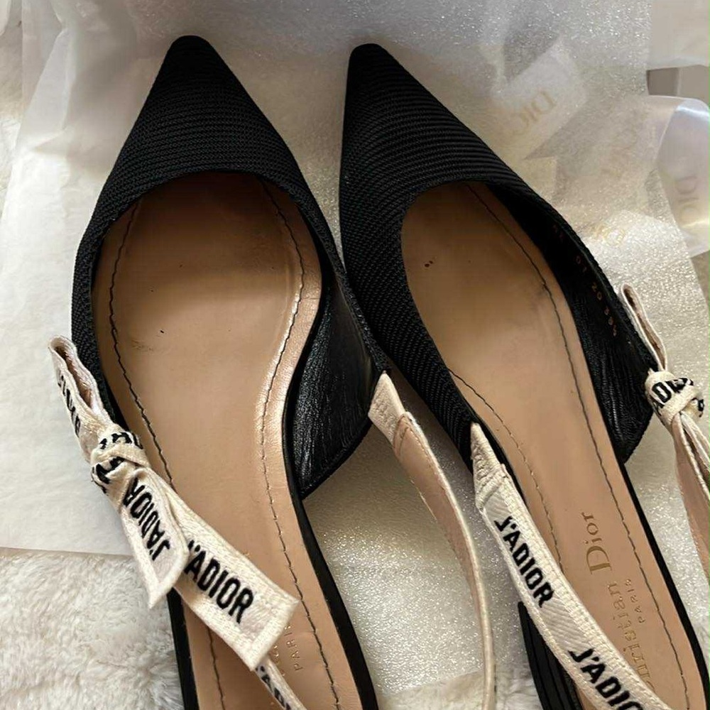 Dior Black Heeled Pumps with Branded Straps